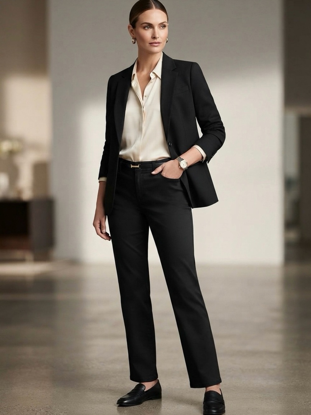 NWT Lee Women’s Black Straight Leg Mid Rise Wrinkle Free Pants Size 14 Short